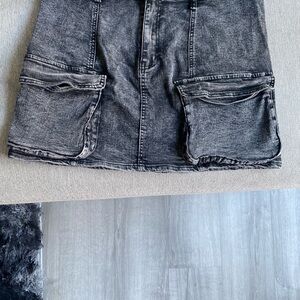 Black Denim Skirt with Vintage Washed Look